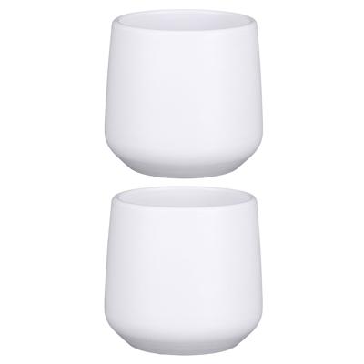 Mica Decorations Bloempot/plantenpot - 3x stuks - mat wit - H13.5 x D14 cm - keramiek