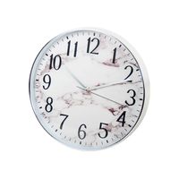 Gebor - Moderne Trendy Wandklok 30.5cm - Wit – Marmerlook - Chrome Buitenkant - Klokken – Decoratie – Design – - thumbnail