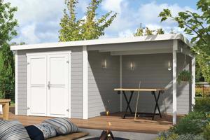 Outdoor Life Products | Tuinhuis Lars 500 x 250 | Gecoat | Platinum Grey-Wit