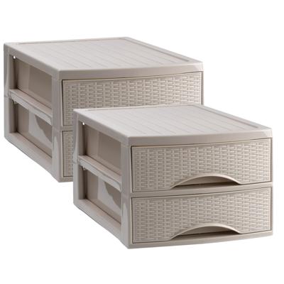 Ladekastje bureau organizer SORTED - 2x - 2 lades - beige - L26 x B35 x H19 cm - kunststof