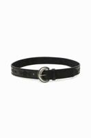 Gegraveerde riem met halvemaanvormige gesp - BLACK - 85