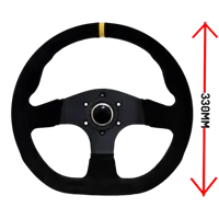 Ltec - 3 SPOKE 330MM SUEDE, FLAT WITH FLAT BOTTOM - Steering wheel