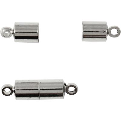 Creativ Company Magneetsluiting met ogen, l: 15 mm, d 5 mm, verzilverd, 10 stuk/ 1 doos