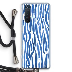 Blauwe nerven: Sony Xperia 5 II Transparant Hoesje met koord
