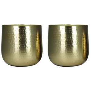 2x Stuks Bloempot/plantenpot Larisa van metaal goud D18 x H17 cm