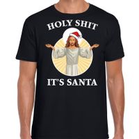 Zwart Kerst shirt / Kerstkleding Holy shit its Santa voor heren 2XL  -