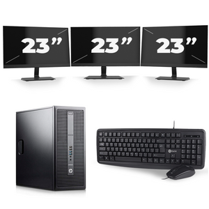 HP EliteDesk 800 G2 Tower - Intel Core i7-6e Generatie - 16GB RAM - 256GB SSD - Windows 11 + 3x 23 inch Monitor