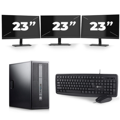 HP EliteDesk 800 G2 Tower - Intel Core i5-6e Generatie - 8GB RAM - 256GB SSD - Windows 11 + 3x 23 inch Monitor