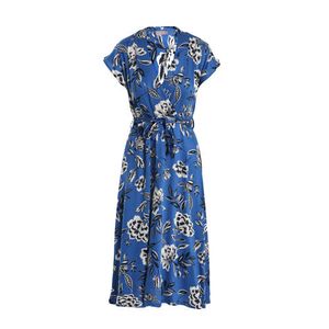 Cassis gebloemde A-lijn jurk blauw/wit/zwart