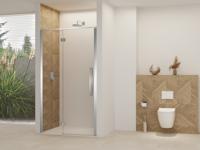 Nisdeur Van Rijn Products ST07 Aan Vast Deel 100x200 cm 8 mm Helder Glas Incl. Beslag, Greep en Stabilisatiestang Chroom
