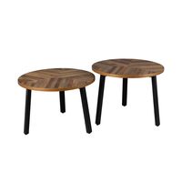 Dutchbone Salontafel Mundu set van 2 stuks - Teak - Rond - thumbnail