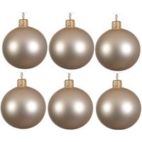 12x Glazen kerstballen mat licht parel/champagne 8 cm kerstboom versiering/decoratie - Kerstbal