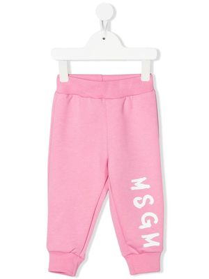 MSGM Kids pantalon de jogging à logo imprimé - Rose