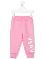 MSGM Kids pantalon de jogging à logo imprimé - Rose