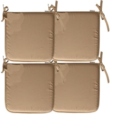 Stof Textile Home stoelkussens - 4x - lichtbruin - 38 x 38 x 3 cm - voor binnen - vierkant
