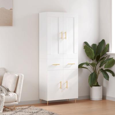 Hoge kast 69,5x34x180 cm bewerkt hout wit