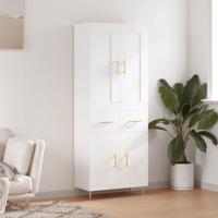 Hoge kast 69,5x34x180 cm bewerkt hout wit