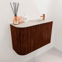 Toiletmeubel Mondiaz Joya Dlux | 61.6 cm | Meubelkleur Ruby | Faye wastafel Ostra Wasbak Rechts | 1 kraangat