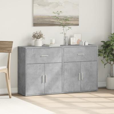 Dressoirs 2 st 60x31x70 cm bewerkt hout betongrijs