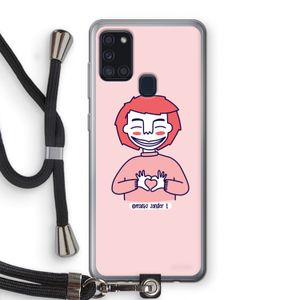 Hartje: Samsung Galaxy A21s Transparant Hoesje met koord