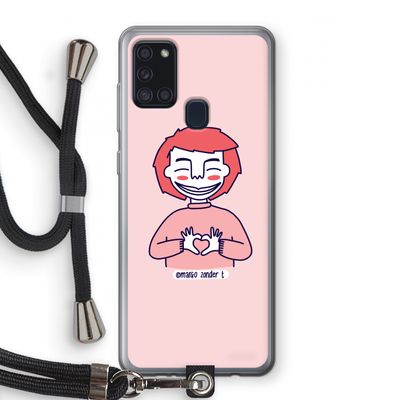 Hartje: Samsung Galaxy A21s Transparant Hoesje met koord