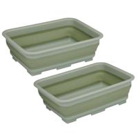 Wasmand/opbergmand opvouwbaar - 2x - kunststof - 12 Liter - groen - 37 x 27 x 12 cm