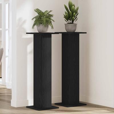 Plantenstandaard 2 pcs Zwart Eiken 30 x 30 x 95 cm Bewerkt hout