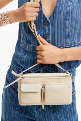 Kleine leren schoudertas met vakken - WHITE - U
