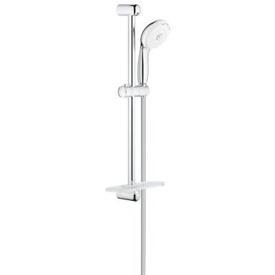 GROHE New Tempesta 100 Glijstangset - 60cm - ronde handdouche - 3 straalsoorten - gladde doucheslang - met zeepschaal - chroom/wit 27600001
