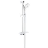 GROHE New Tempesta 100 Glijstangset - 60cm - ronde handdouche - 3 straalsoorten - gladde doucheslang - met zeepschaal - chroom/wit 27600001