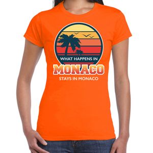 What happens in Monaco stays in Monaco shirt beach party / vakantie outfit / kleding oranje voor dames 2XL  -