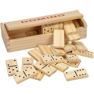 Domino stenen 28x stuks in houten kistje   -