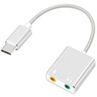 USB-C / AUX hoofdtelefoon en microfoon audio-adapter - zilver - thumbnail