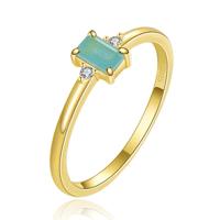 Elenza Zilveren Ring met Smaragdgroene Steen en Zirkonia, Verguld met 18k Gouden Plating-19mm