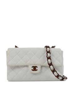 CHANEL Pre-Owned sac porté épaule Double Flap médium (1998) - Blanc