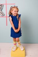 Bampidano Meisjes jurk met ruffels - Blauw Bampidano Meisjes jurk met ruffels - Blauw