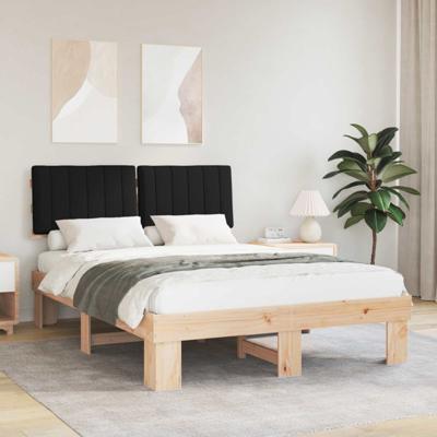 Bedframe met Gevoerd Hoofdgedeelte Zwart 135 x 190 cm