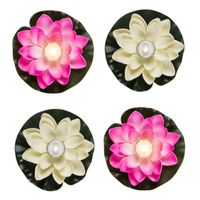 Setje van 10x stuks decoratie waterlelies met LED-licht 13 cm wit/roze