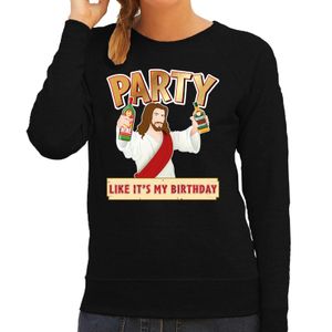 Foute kersttrui / sweater Party like its my birthday zwart dames