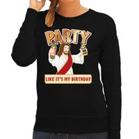 Foute kersttrui / sweater Party like its my birthday zwart dames - thumbnail