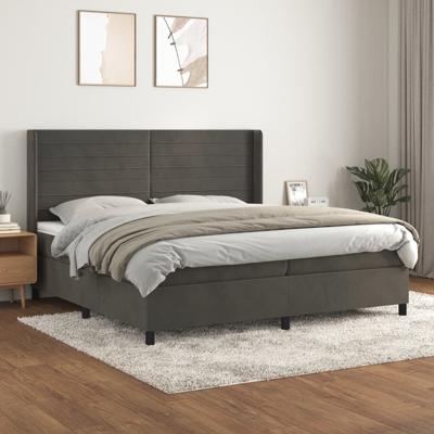 Boxspring met matras fluweel donkergrijs 200x200 cm