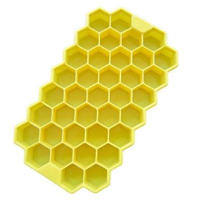 2 stuks 37 rasters ijsblokjes honingraat ijs maker formulier DIY Mould popsicle mallen yoghurt Ijsbak koelkast behandelt vriezer (geel)