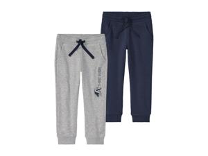 lupilu Peuters jongens joggingbroek, 2 stuks, met katoen   (98/104, Grijs/donkerblauw)