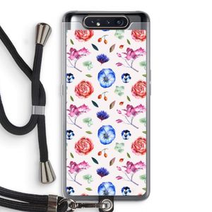 Bloemetjes: Samsung Galaxy A80 Transparant Hoesje met koord