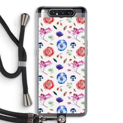 Bloemetjes: Samsung Galaxy A80 Transparant Hoesje met koord