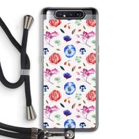 Bloemetjes: Samsung Galaxy A80 Transparant Hoesje met koord