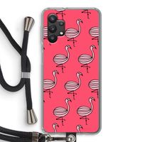 Flamingo: Samsung Galaxy A32 5G Transparant Hoesje met koord