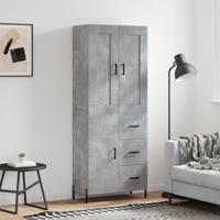 Hoge kast 69,5x34x180 cm bewerkt hout betongrijs