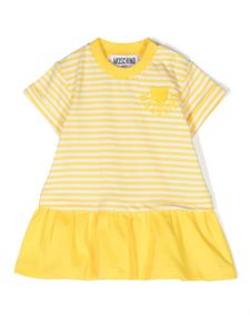 Moschino Kids robe rayée à logo brodé - Jaune