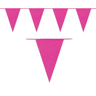 Party Vlaggenlijn puntvlaggetjes - kunststof - fuchsia - 10 meter - Slinger - versiering